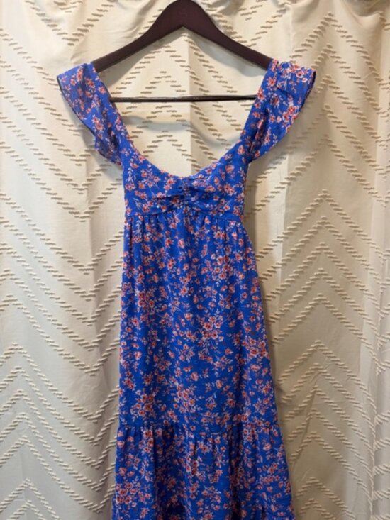 Berthie Dresses & Skirts - Berthie Paris Blue Floral Ruffle Tiered Midi Dress